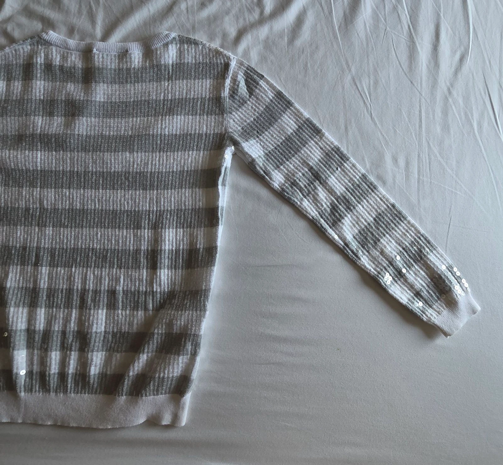 Grey and white striped sweater XS Mango Suit shiny sequined sweater – photo 4